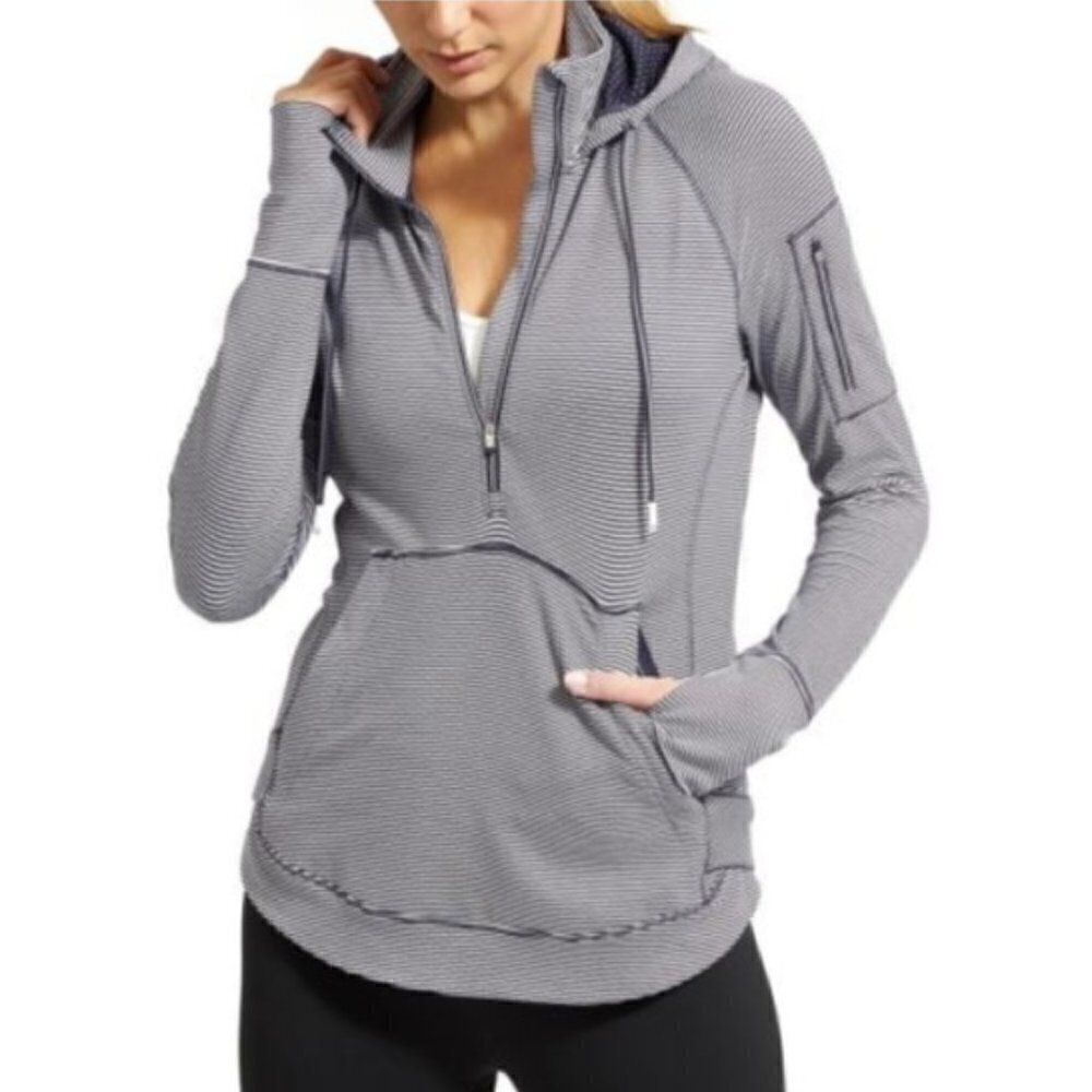 Athleta Heavenly Heights Striped Half Zip Hoodie